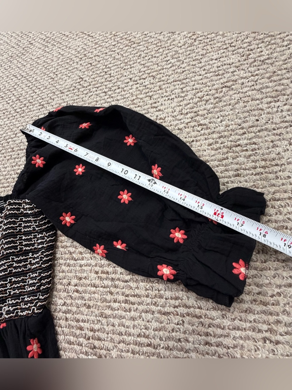 Free People Dahlia Embroidered Maxi Dress S /M Tiered Smocked Black Combo Boho - Picture 11 of 15
